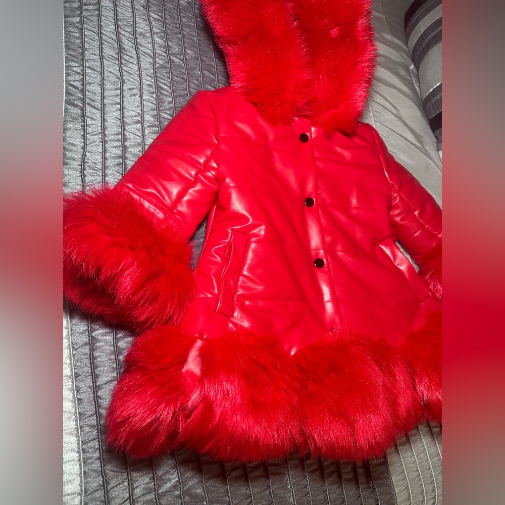 Faux Leather little girls coat